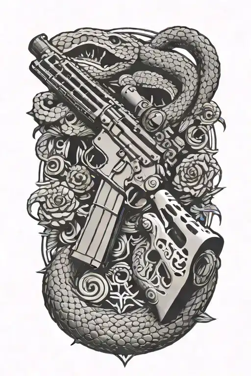 M4 Rifle With Rattle Snake Wrapped Length Wise