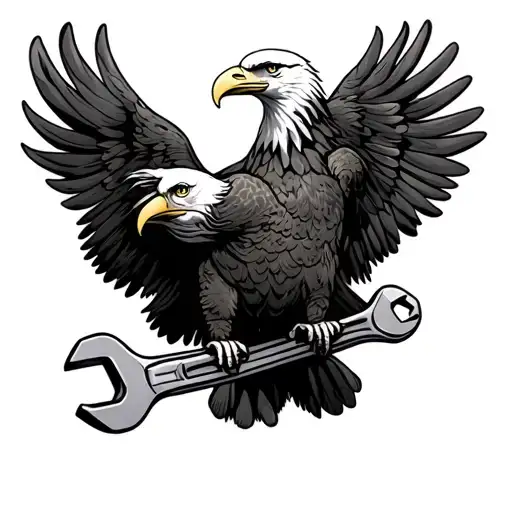 Bald Eagle Holding Wrench