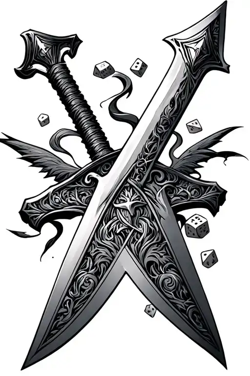 Sword With The Blade Fashioned With Dnd Dice