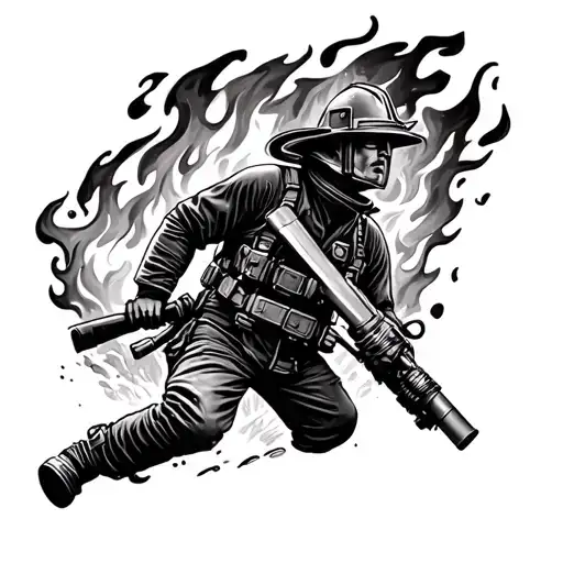 Realism Firefighter Battling Flames