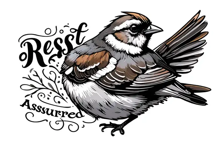 Sparrow Bird With Words Rest Assured