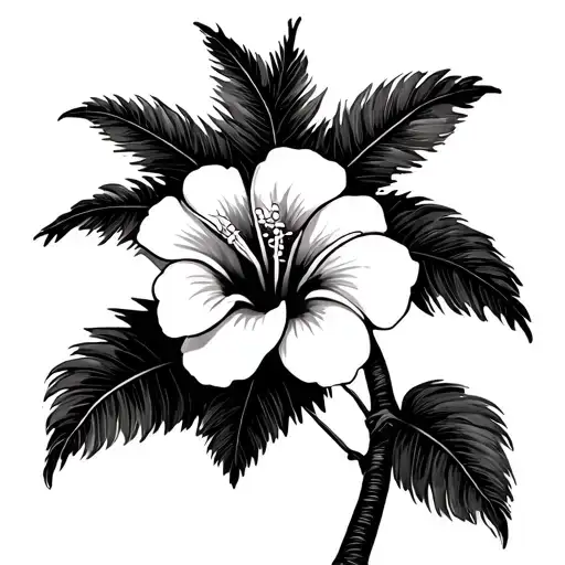 Hawaiin Palm Tree Hibiscus Flower Tropical