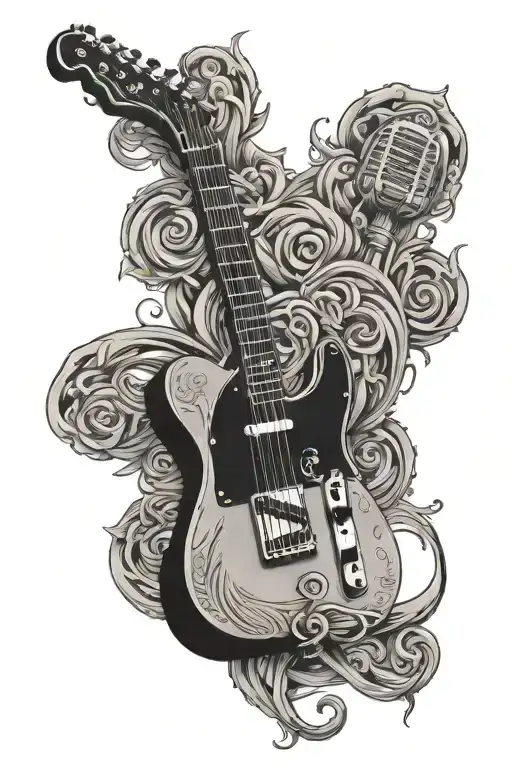 Telecaster Guitar With 1950'S Microphone Intertwined