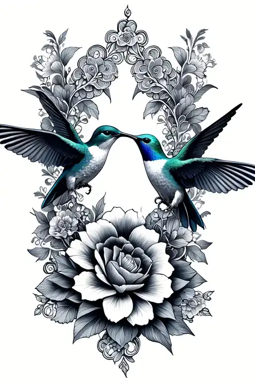 Floral Lace With Two Hummingbirds