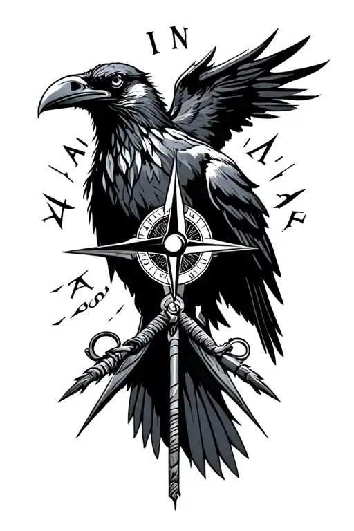 Raven Flag Compass Surrounded