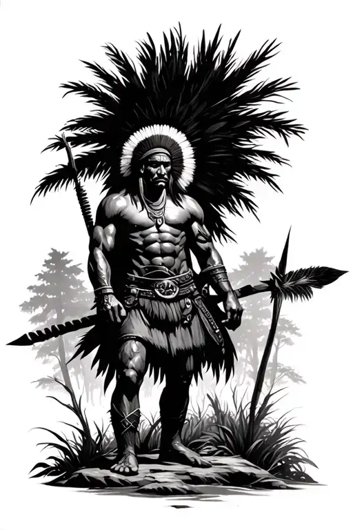 Zulu Warrior In A Forest Scene