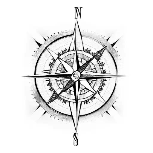 Compass With Vines And Roses Half Sleeve