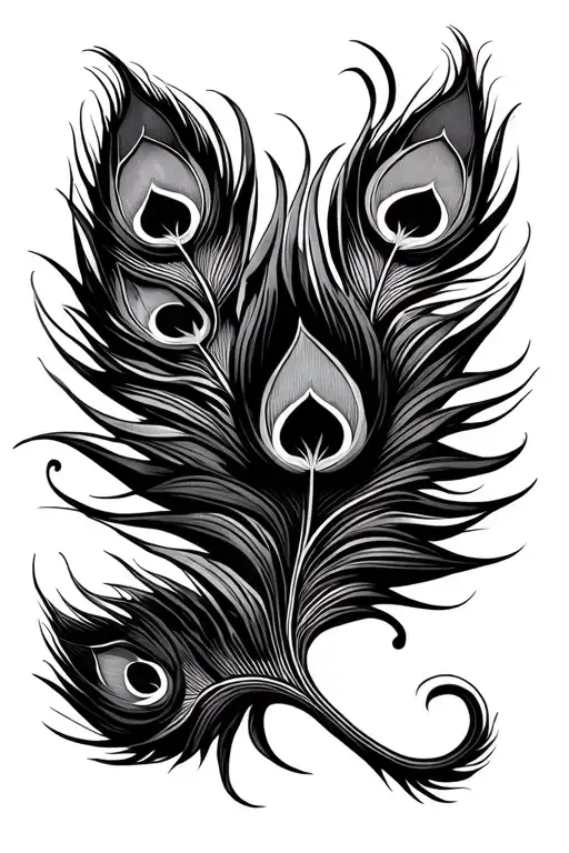 Trishul Peacock Feather Hanuman Tattoo Featuring