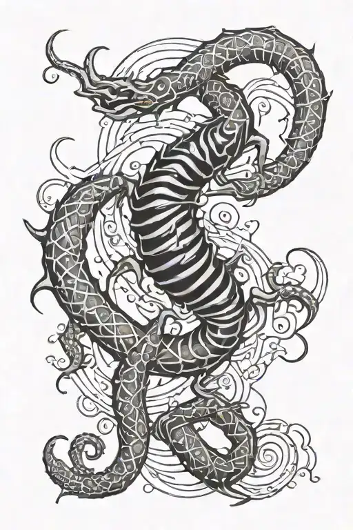 Aesthetic Scorpio Water Element Symbol Intertwined Spine