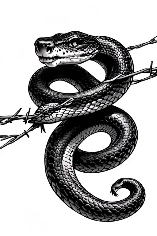 Snake With Barbwire Around Body