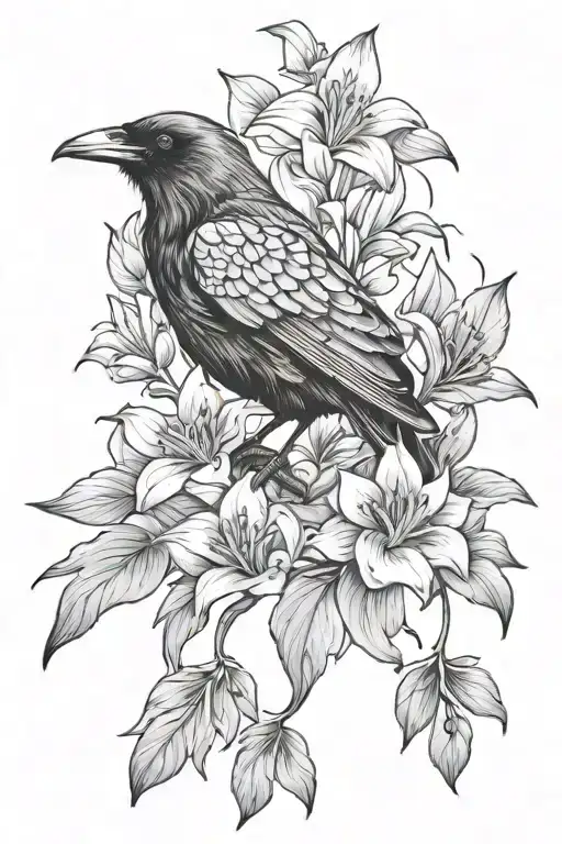 Raven And Lilies