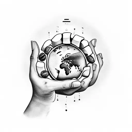 A Mother's Hand Holding A Coffee Bean With A Trail Of Coffee Beans Turning Into A World Map