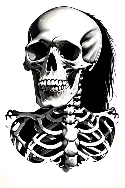 Full Anterior Skeleton Head And Body On Ribs Going Down