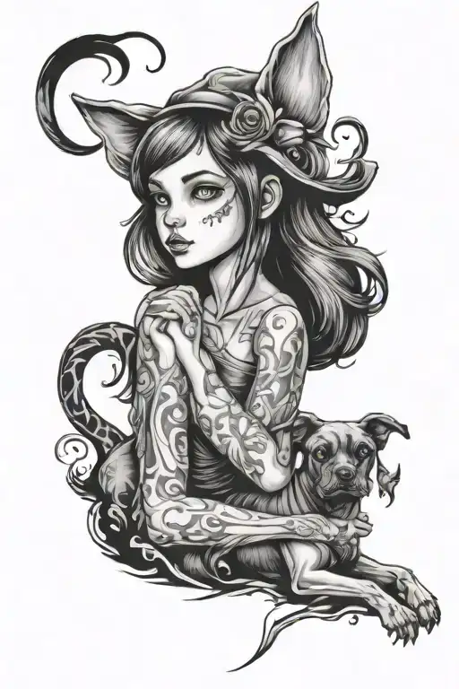 Girl And Wicked Dog