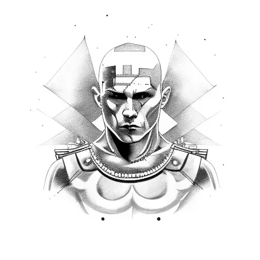 Skinhead Warrior With A Historical Belarusian Flag