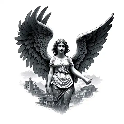 Angel Looking At The Favela Of Brazil