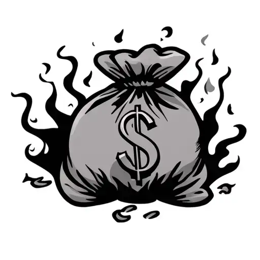Money Bag With Flames