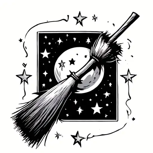 Harry Potter Broom Stick With Stars And A Moon