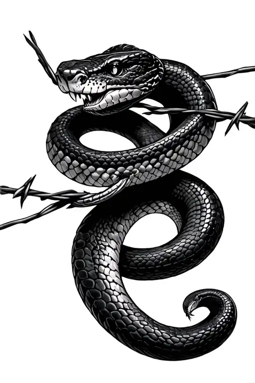 Snake With Barbwire Around Body