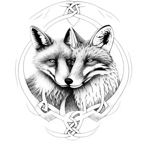 Fox And Bear In A Celtic Knotwork Forest