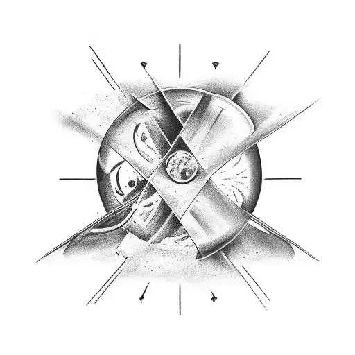 Inner Bicep Cracked Hourglass Connecting To My Space Themed Tattoo On The Rest Of The Arm