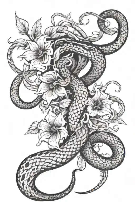 Snake Vines Flowers Wrapped