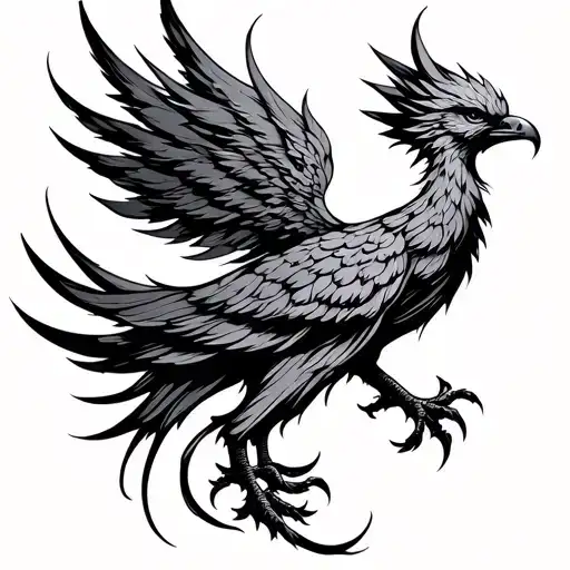 Aquarius Zodiac Sign With Phoenix Minimalist Tattoo Design