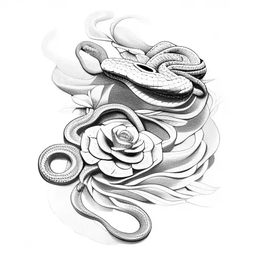 Snake And Flowers