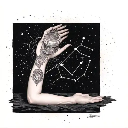 Full Sleeve Gemini Constellation With A Pandora Box