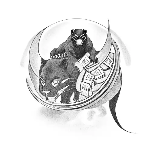 A Repo Man Holding A Bag Of Money While Riding A Black Panther