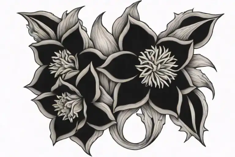3 Intertwined Daffodil Flowers With Mandala Design Background