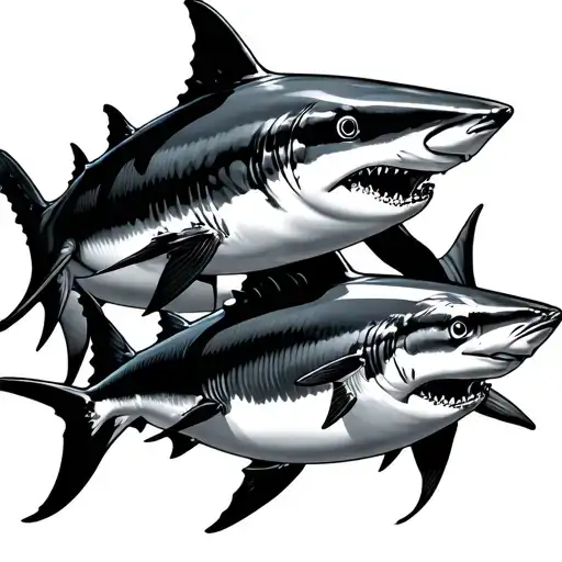 Shark And Tuna Swimming Together