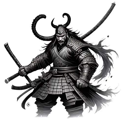 Realistic Oni Samurai Warrior