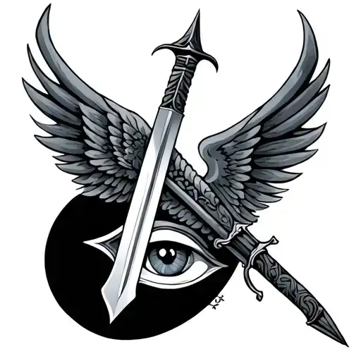 Sword With Eye In The Center And Wings On The Side