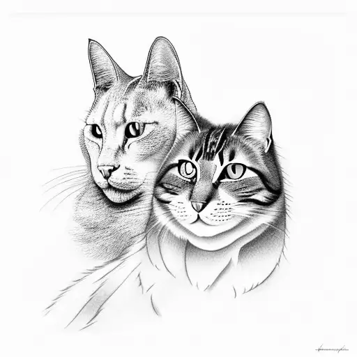 A Horse And A Cat Sitting Together Under A Starry Sky