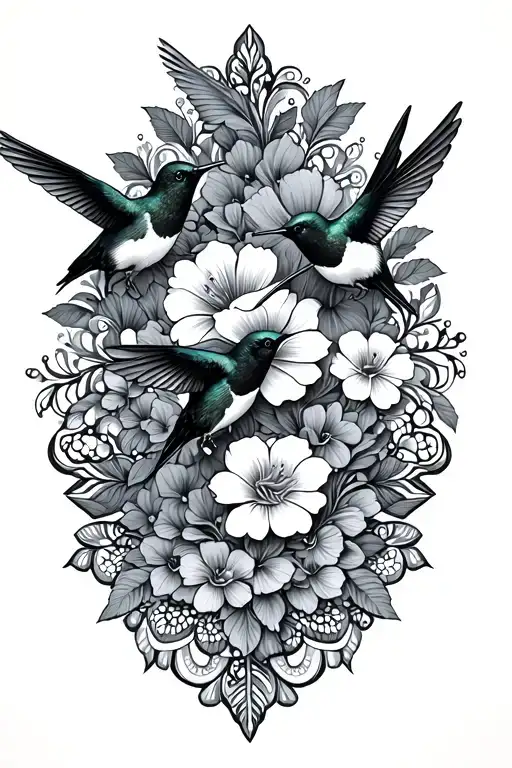 Floral Lace With Hummingbirds