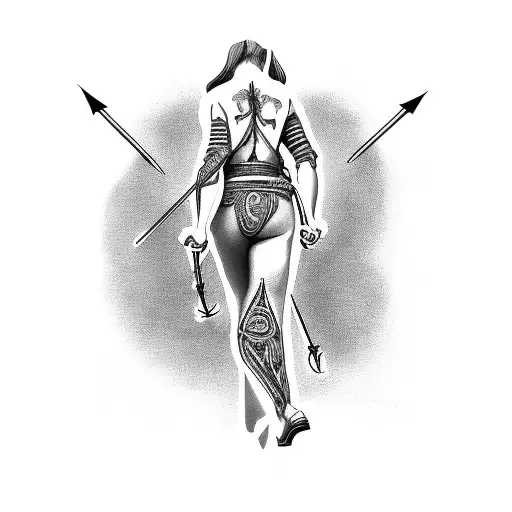 Woman Carrying Everyone's Pain On Hershoulders With Arrows In Her Back