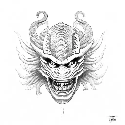 Oni Mask With A Snake