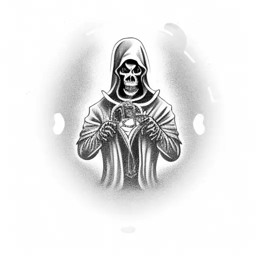 Grim Reaper Playing Slot Machine With Time Ticking