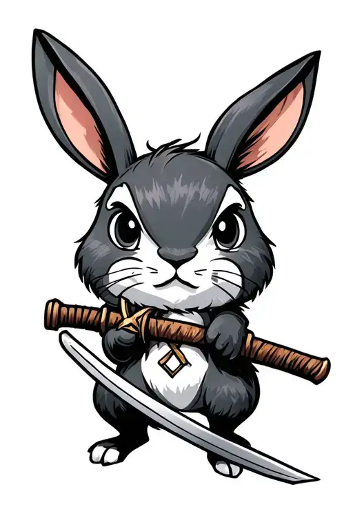 Cartoon Rabbit With A Katana Sword