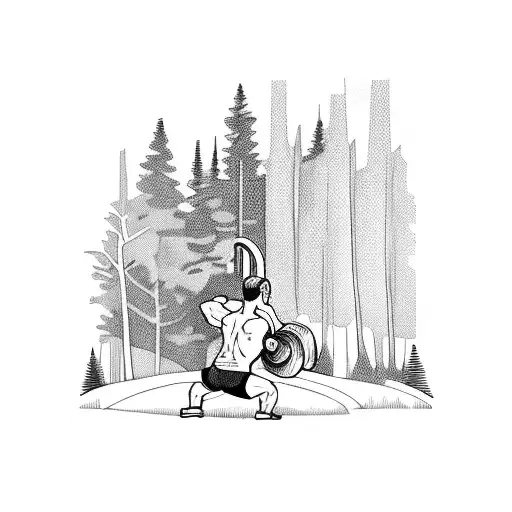 A Weightlifter Lifting A Barbell With A Forest Landscape As The Background
