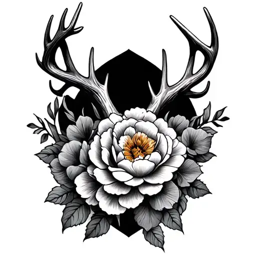 Western Style Deer Antler With Peonies Flower