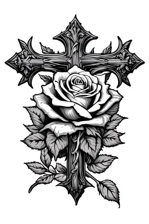Rose Intertwined Cross Intertwined