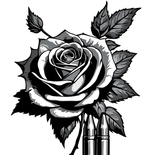 Rose On Top Of Bullets Standing