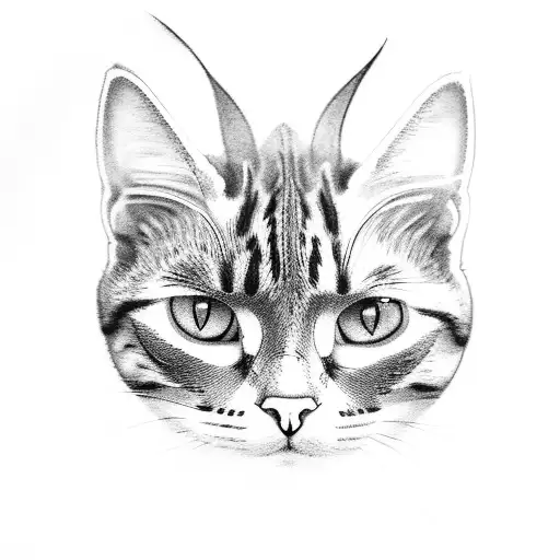 Cat In A Window Sill With A Monstera