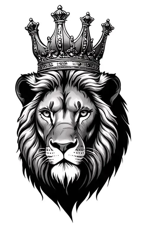 Lion Face Wearing A Crown