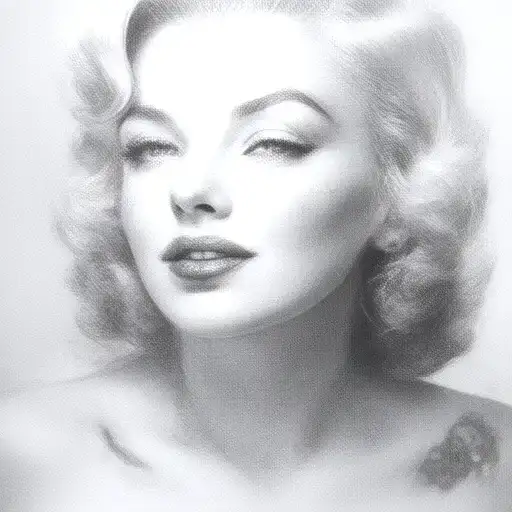Marilyn Monroe As A Pin Up With Lip Prints Trailing