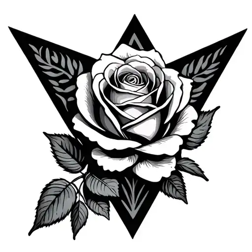 Triangle With Rose Growing