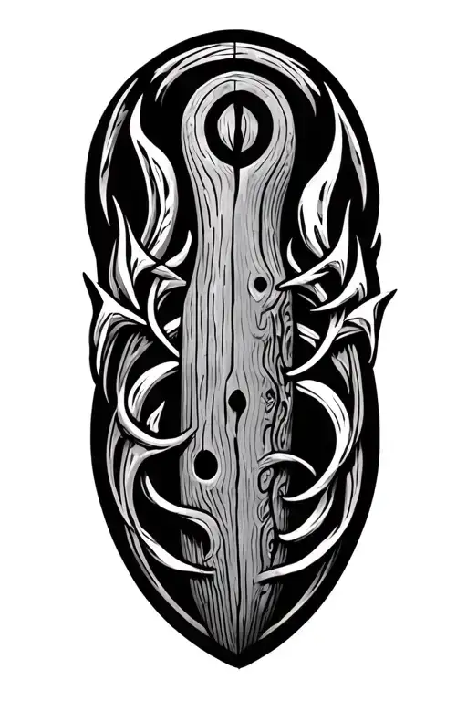 Wood And Tribal Tattoo Design