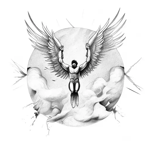 Icarus Falling With Wings Attched To His Arms